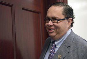 Rep. Blake Farenthold, R-Texas, arrives for a meeting of House Republicans on Capitol Hill in Washington, Tuesday, Dec. 19, 2017.