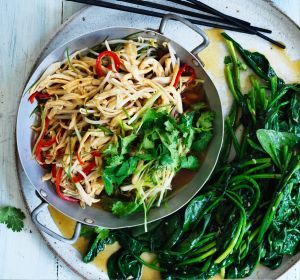 Pick up a cooked chook for this stir-fry.