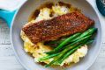 Jill Dupleix's Pastrami salmon with horseradish mash. 