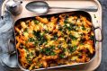 Adam Liaw's mushroom and spinach stroganoff pasta bake.