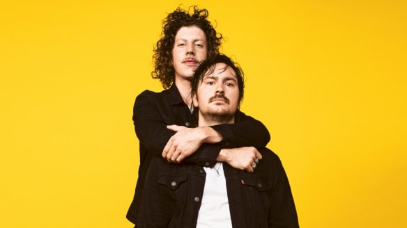 SPECTRUM. Adam Hyde and Reuben Styles of Peking Duk, a producer DJ duo, photographed at ODI in Sydney. April 10, 2018. Photo: Dominic Lorrimer