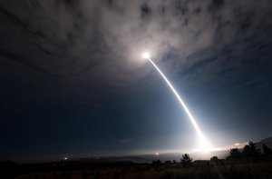 File - An unarmed Minuteman III intercontinental ballistic missile launches during an operational test at 2:10 a.m. Pacific Daylight Time Wednesday, Aug. 2, 2017, at Vandenberg Air Force Base, Calif.