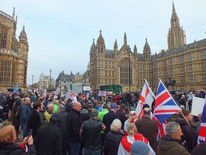 Brexit Campaigners outside the UK Parliament, Westminster, London, UK, November 2016.