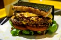 Rice cheeseburger and chips at Gojima.