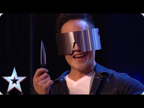 DANGER ALERT: Blindfolded magician THROWS A KNIFE at Dec! | Auditions | BGT 2018