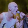 Peter Garrett seen on stage in the documentary <i>Midnight Oil 1984</I>.