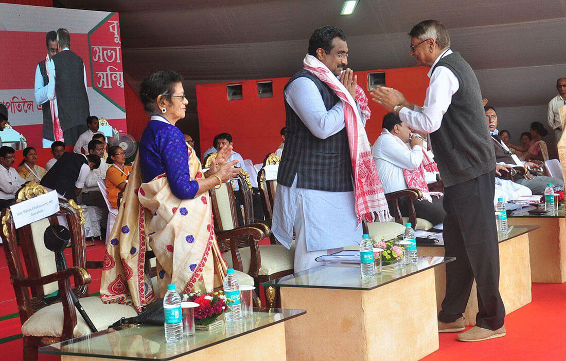 Shri Ram Madhav addressed the ' Booth Presidents' Sammelan' in presence of the National President of Bharatiya Janata Party, Shri Amit Shah in Guwahati, Assam.