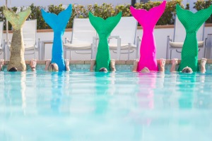 A mermaid fitness class at Hotel Del Coronado in California.