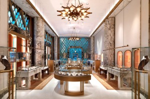 "Romancing the product": The interior of Bulgari’s flagship New York store.
