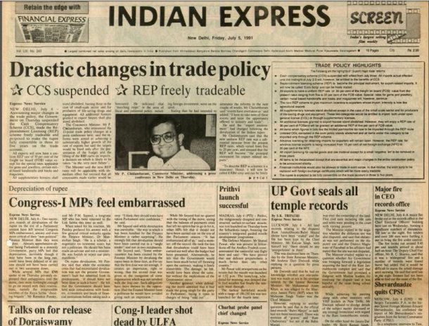 Tracing 25 years of Economic Reforms in India through Indian Express' front pages