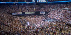 Bernie Sanders addresses a crowd in Portland, Oregon