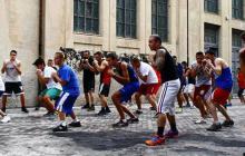 Training at Palestra Populare Palermo, Sicily.