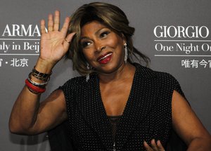 FILE - A Thursday, May 31, 2012 photo from files showing U.S. singer actress Tina Turner arriving for the Giorgio Armani fashion show held in Beijing.