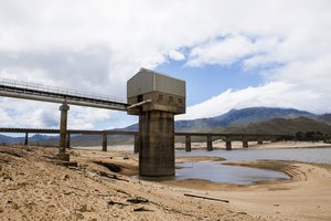 Cape Town's main water supply from the Theewaterskloof dam outside Grabouw, Cape Town, South Africa, Tuesday, Jan. 23, 2018.