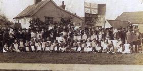 Striking pupils and their parents, Burston, 1914