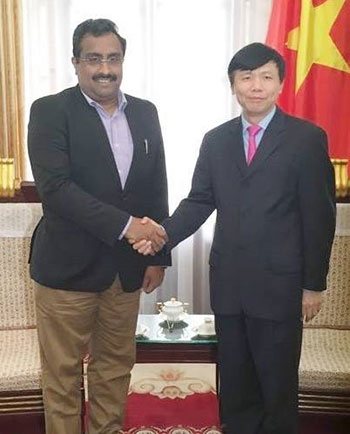 Shri Ram Madhav called on H.E. Mr Dan Dinh Quy, Vice Minister of Foreign Affairs of Vietnam to discuss bilateral relations between the two countries in Hanoi, Vietnam.