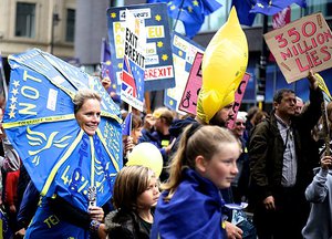 File - Manchester anti Brexit protest for the Conservative conference, October 1, 2017.