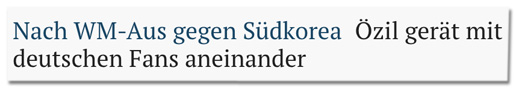 Screenshot Mitteldeutsche Zeitung - Nach WM-Aus gegen Südkorea - Özil gerät mit deutschen Fans aneinander