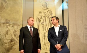 Jointly with Prime Minister of Greece Alexis Tsipras,the Russia president Vladimir Putin attended the opening of the exhibition of the Ascension icon by Andrei Rublev