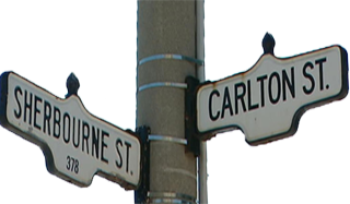 Street signs: Sherbourne and Carlton Streets