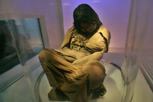 The mummy "La Doncella" (The Maiden) is displayed at the MAAM's museum "Museo de Arqueologia de Alta Montana" in Salta, Argentina, some 1600 kilometers from Buenos Aires, Thursday Sept.6, 2007.