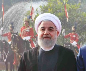 The President of India ,Shri Ram Nath Kovind, during the Ceremonial Reception of H.E. Dr. Hassan Rouhani, President of the Islamic Republic of Iran at Rashtrapati Bhavan on 17-02-2018