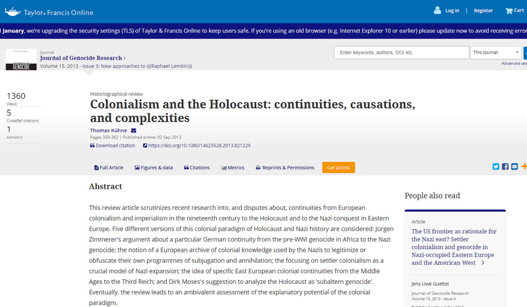 Colonialism and the Holocaust