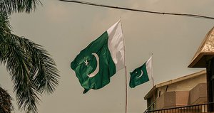 Pakistan Flag in air