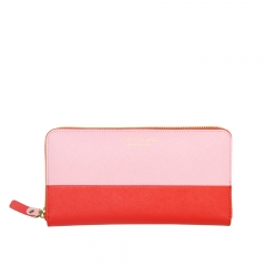 Leather Wallet - Orange & Pink 