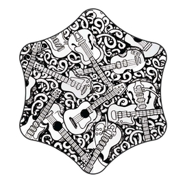 Reg Mombassa Guitar and Chords Umbrella - Black & White