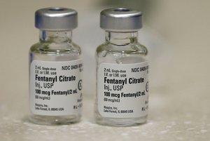 In this June 1, 2018 file photo, small vials of fentanyl are shown in the inpatient pharmacy at the University of Utah Hospital in Salt Lake City.