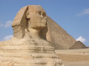 Alpha Phi Alpha chose to use Egyptian symbology more representative of the members' African heritage. The Great Sphinx and Great Pyramids of Giza are fraternity icons.