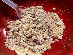 A bowl of muesli bran and oats for visitors' free tasting at a food expo. Taken on September 2017.