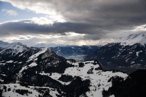 A view of the Swiss Alps after President Donald Trump delivered a speech to the World Economic Forum, Friday, Jan. 26, 2018, in Davos.