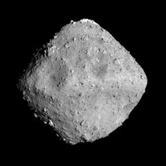 This image taken on June 24, 2018 and provided by the Japan Aerospace Exploration Agency (JAXA) shows asteroid of Ryugu that asteroid explorer Hayabusa2 was expected to reach as its target