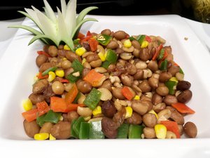 Seasoned peanuts, spiced and flavored, served at a restaurant. Taken on July 2017.