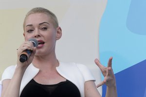 Actress Rose McGowan speaks during OZY Fest, Saturday, July 21, 2018, in New York.