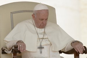 Pope Francis arrives for his weekly general audience, at the Vatican,  Wednesday, Aug. 29, 2018. (AP Photo/Andrew Medichini)