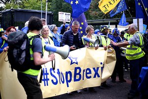 File - A Manchester anti Brexit protest at the Conservative Party conference, October 1, 2017.