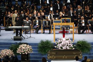 Stevie Wonder performs during the funeral service for Aretha Franklin at Greater Grace Temple, Friday, Aug. 31, 2018, in Detroit. Franklin died Aug. 16, 2018 of pancreatic cancer at the age of 76.