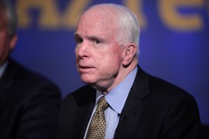 U.S. Senator John McCain speaking at an event titled "A Conversation About the Future of Innovation & Technology in Arizona" hosted by the Arizona Chamber of Commerce & Industry at the Arizona Science Center in Phoenix, Arizona