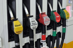 Petrol pumps at a Shell station