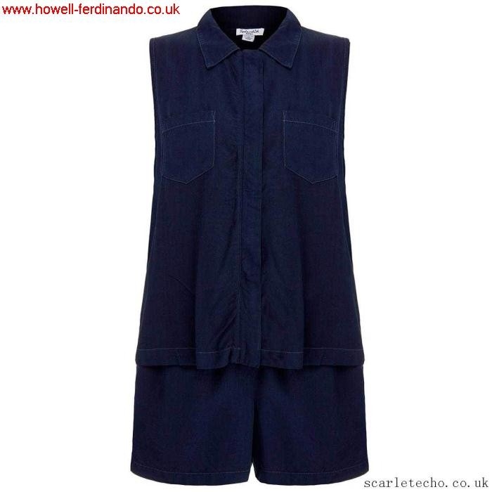 Navy Sleeveless Receive Voile Playsuit - 92097177 BCEGJKQTVX