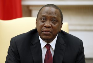 Kenyan President Uhuru Kenyatta speaks with President Donald Trump in the Oval Office of the White House, Monday, Aug. 27, 2018, in Washington