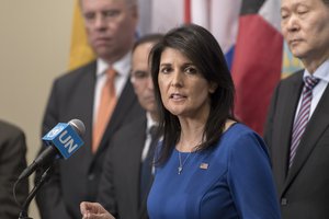 Nikki R. Haley, Permanent Representative of the United States to the UN, briefs press on the outcome of the recent Security Council mission to Afghanistan,17 January 2018