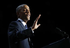 President Barack Obama speaks during his farewell address at McCormick Place in Chicago