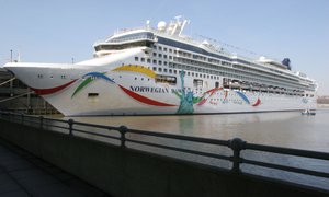 The Norwegian Dawn is docked at Pier 88 in New York Monday, April 18, 2005.