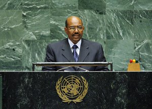 Omar Hassan Al-Bashir, President of the Republic of the Sudan, addresses the general debate of the sixty-first session of the General Assembly, at UN Headquarters in New York.