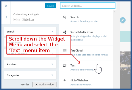 wordpress.com - aelect the 'Text' option