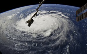 This photo provided by NASA shows Hurricane Florence from the International Space Station on Monday, Sept. 10, 2018, as it threatens the U.S. East Coast.